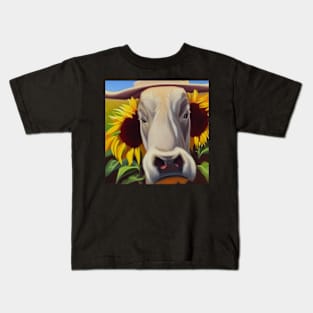 Hereford Cow in Sunflowers Kids T-Shirt